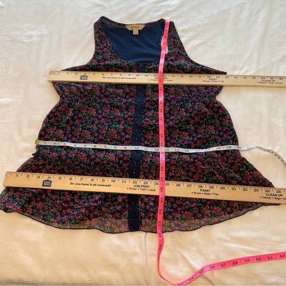 NWOT Decree Floral Blue Ruffle Tier Sleeveless Silver Clasp Accent Prairie SZ L - Picture 12 of 12